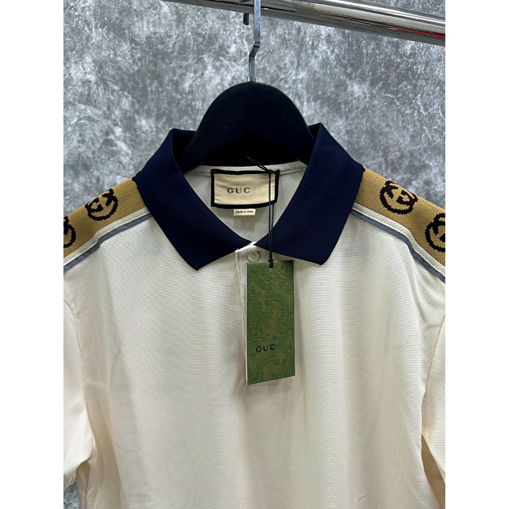 Áo Polo GC Interlocking G Stripe loại Best - Chất Cotton Cá Sấu Premium