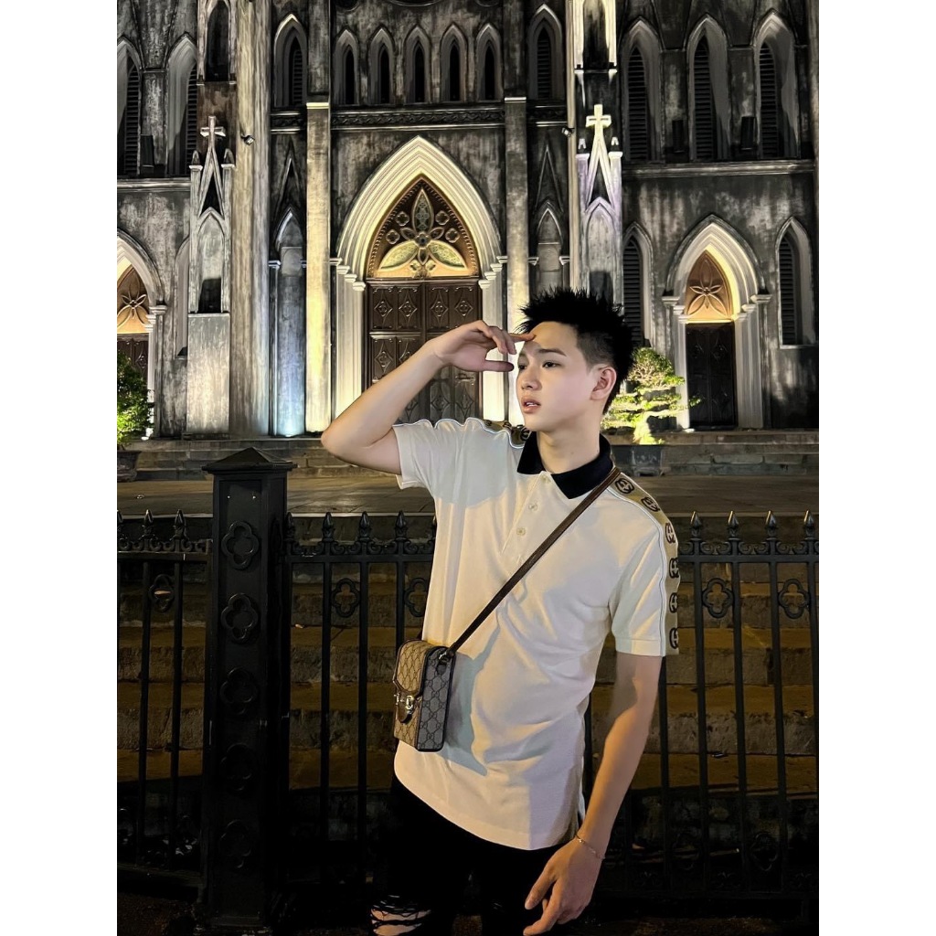 Áo Polo GC Interlocking G Stripe loại Best - Chất Cotton Cá Sấu Premium