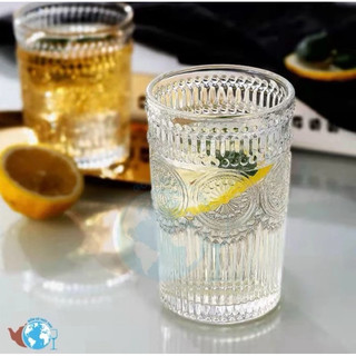 Bộ 6 ly thủy tinh hoa văn mặt trời sang trọng