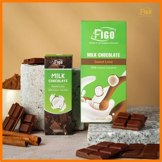 [COMBO 2 HỘP] Milk Chocolate 50% Cacao FIGO nhân Sữa dừa 50G_Socola sữa nhân sữa dừa, ngọt bùi, đồ ăn vặ siêu ngon