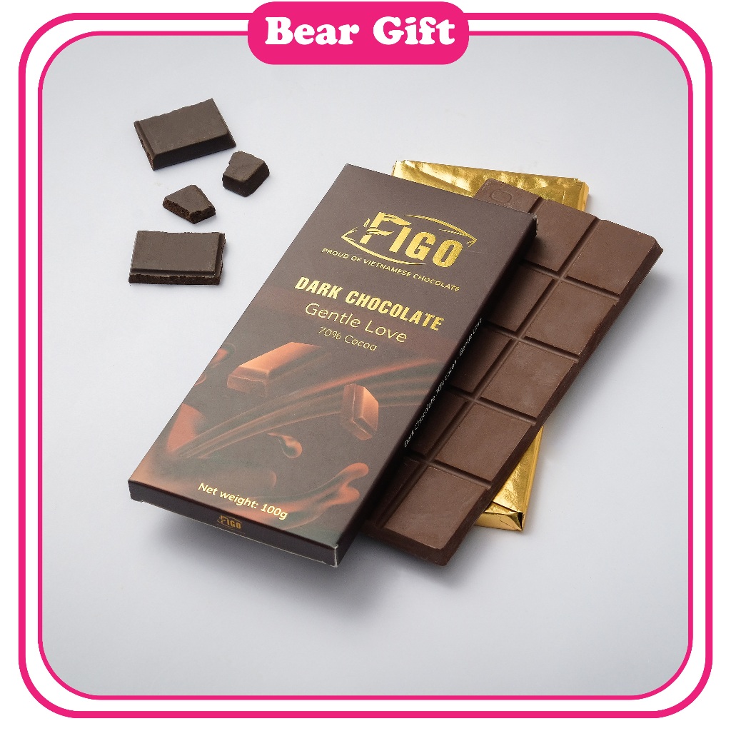 [Chính hãng] Dark Chocolate 70% Cacao Figo, Socola đen đắng giảm cân thanh 100gr
