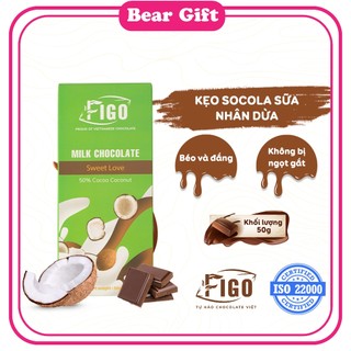 [Chính hãng] Milk Chocolate 50% Cacao nhân Dừa 50G| Socola sữa 50% Cacao Figo nhân Sữa Dừa béo đắng, đồ ăn vặt siêu ngon