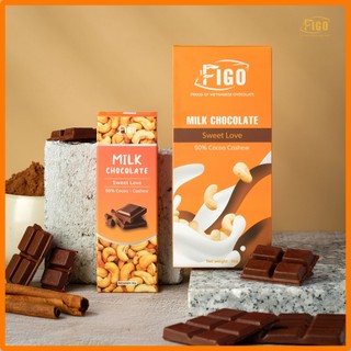 [ƯU ĐÃI] 2 HỘP Socola sữa Milk Chocolate 50% Cacao nhân Hạt điều 20G,50G| Socola sữa béo đắng, ngon giòn FIGO