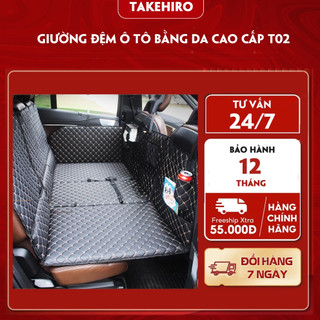 Đệm Ô Tô Ghế Sau Gấp Gọn Bằng Da Cao Cấp, Nệm Xe Hơi Bằng Da Gấp Gon Thông Minh Takehiro T16