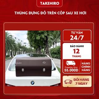 Thùng Đựng Đồ Ô Tô Da Cao Cấp Có Logo Theo Hãng Xe, Hộp Đựng Đồ Để Cốp Ô Tô Có Thể Gấp Gọn, Có Khóa Chắc Chắn