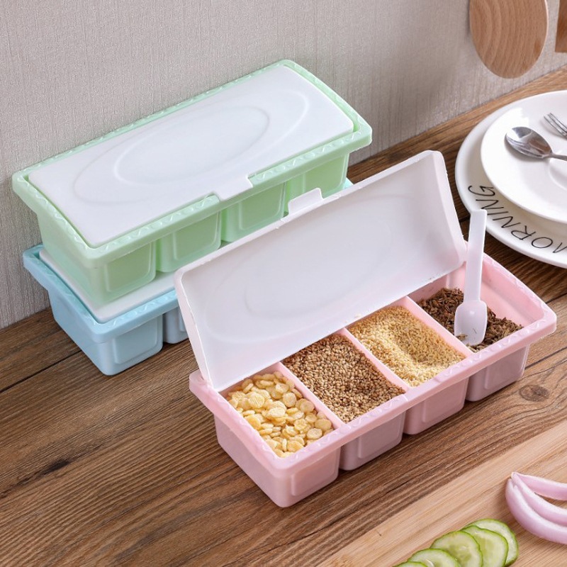 Hộp đựng gia vị 4 ngăn nhựa AS PP an toàn sức khỏeF309SP1