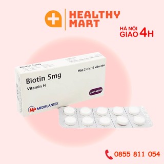 ✔️️️BIOTIN vitamin H-giúp da và tóc đẹp - Hộp 2 vỉ