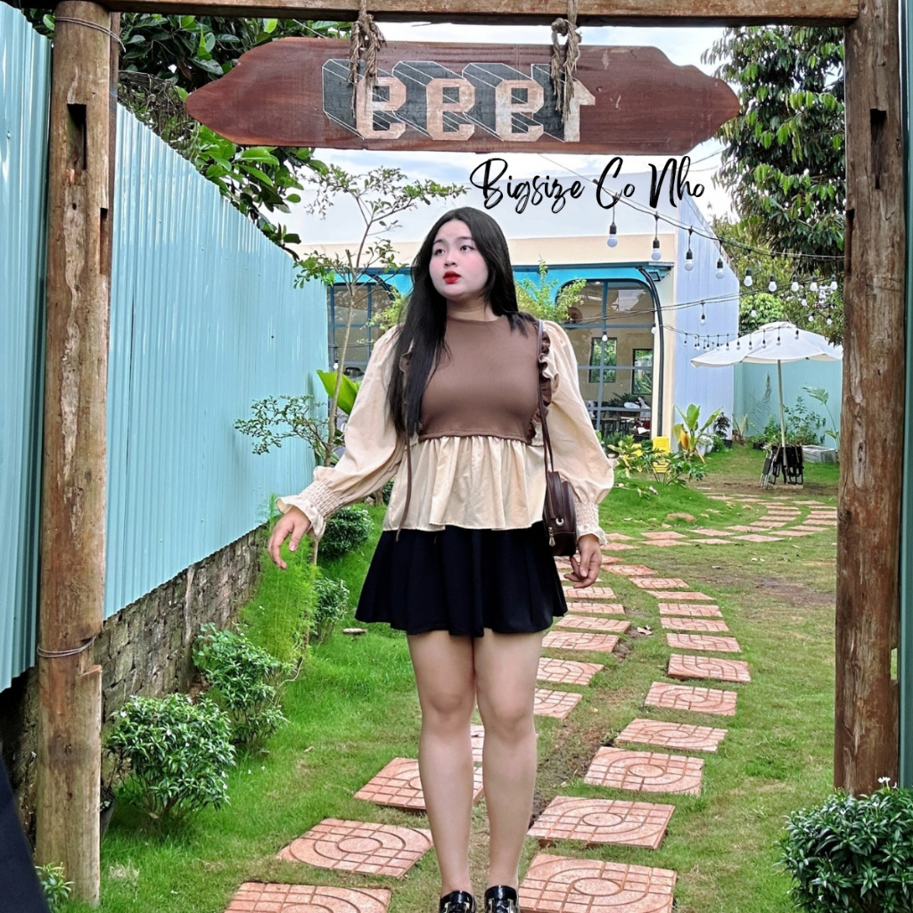 Áo sơ mi bigsize nữ tiểu thư dáng babydoll phối bèo xinh xắn chất vải xoa phối nỉ gân phù hợp mùa thu đông-SM40