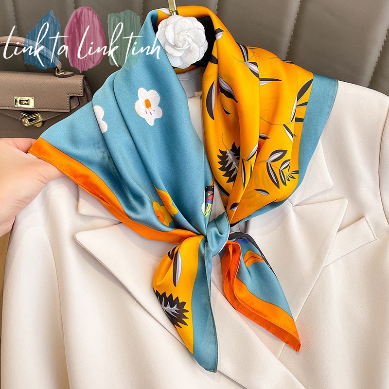 KHĂN BANDANA CAO CẤP - Khăn Bandana Lụa Vintage NAM NỮ - Khăn Lụa Vuông 70x70 quà Tặng phụ nữ