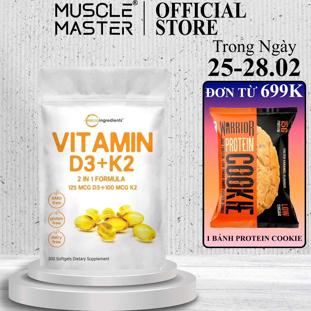 Thực Phẩm Bổ Sung Micro Ingredients Vitamin D3 + K2 300 Viên