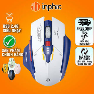 Chuột không dây máy tính INPHIC F9 Gundam kết nối Wireless 2.4G công thái học click chống ồn gaming văn phòng game thủ