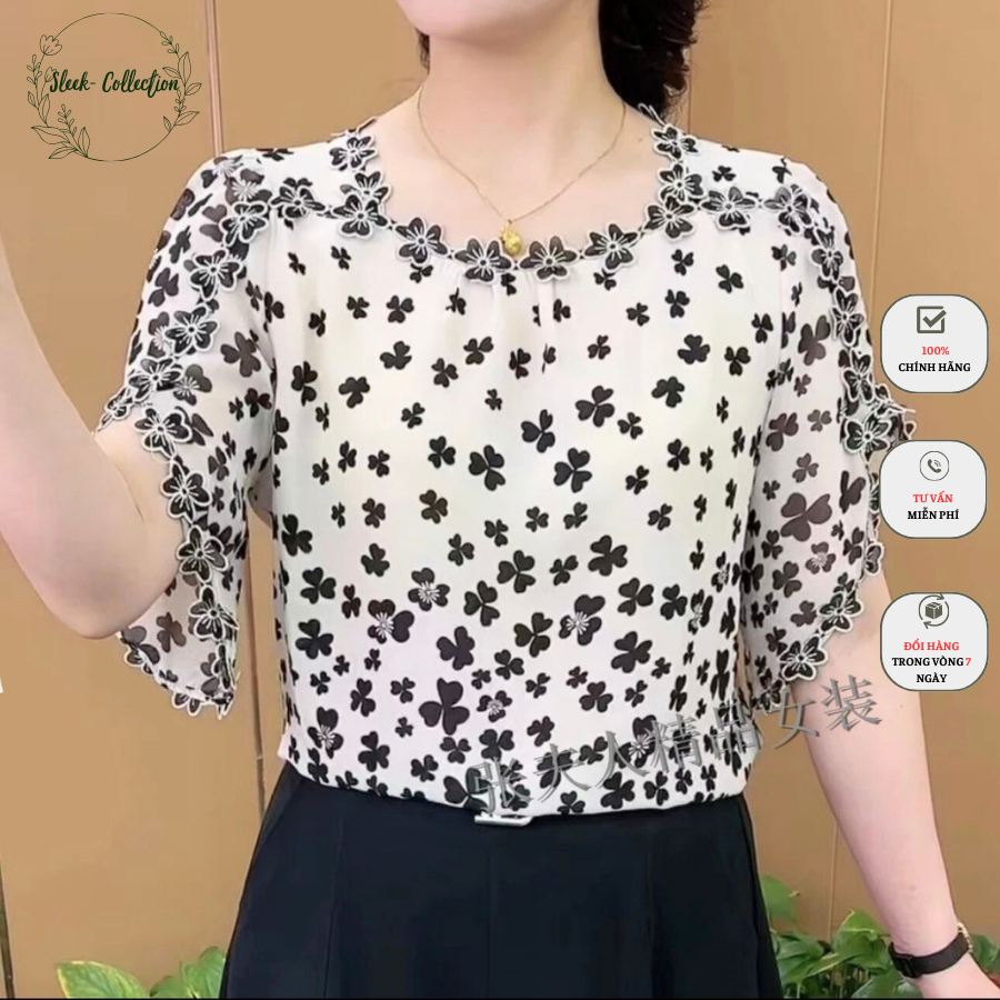 Áo Kiểu Tay Ngắn Phồng Phối Ren Thời Trang Mùa Hè 2024 Phong Cách Sang Trọng Cho Nữ