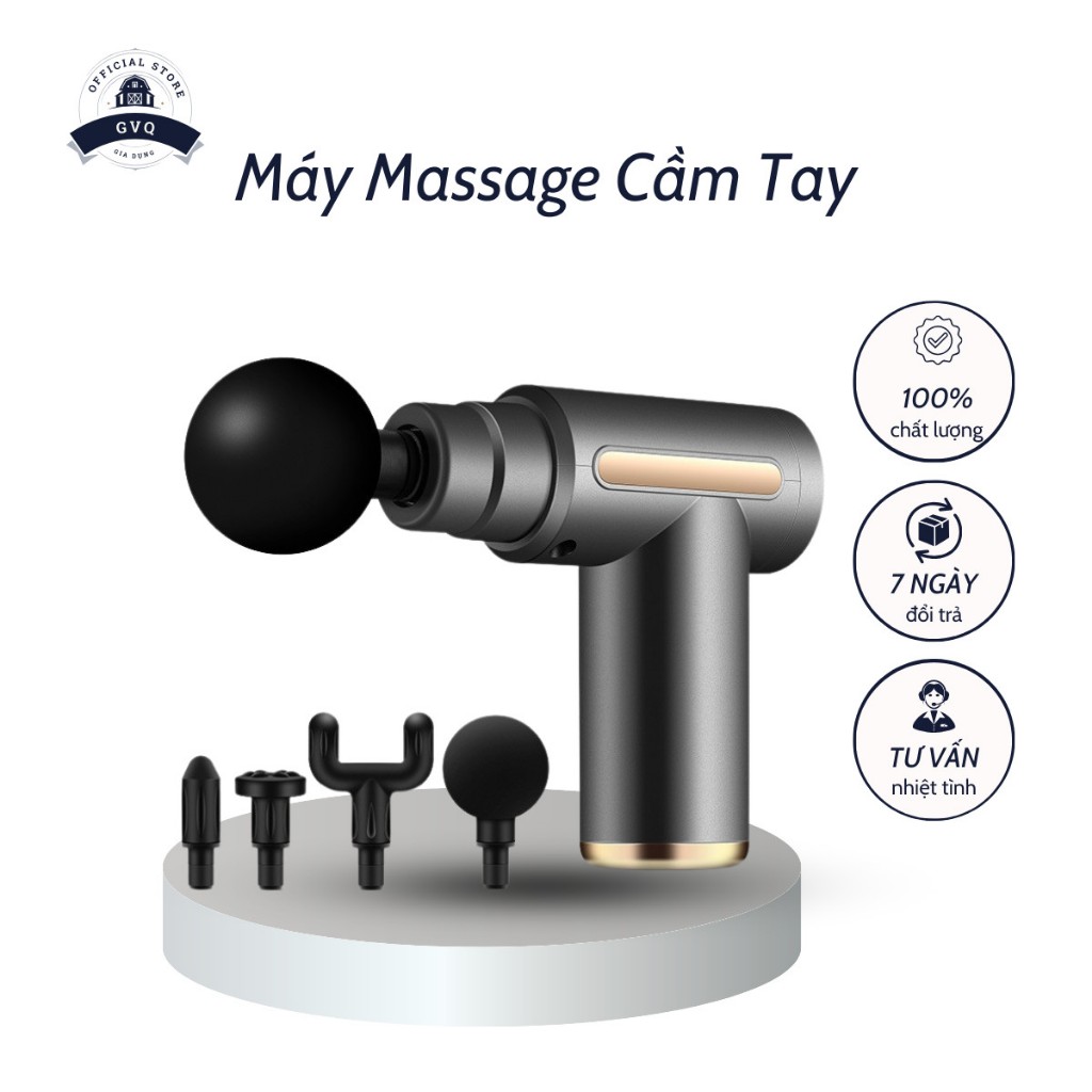 Máy Massage Cầm Tay 4 Đầu 6 Chế Độ Chuyên Sâu Giúp Giãn Cơ Giảm Mệt Mỏi Cao Cấp GVQ Store