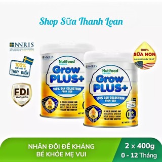 Combo 2 lon sữa bột vàng nutifood growplus 0+ 400g .
