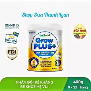 [HSD T2-2027] COMBO 2 LON Sữa Bột Vàng Nutifood GrowPLUS 0+ 400g [Sữa Non].
