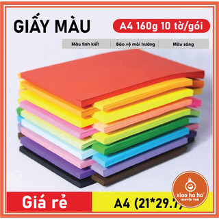   SET 10 TỜ  Giấy màu bìa màu A4 định lượng 70 160gsm làm thủ công gấp hoa origami in ấn siêu đẹp 