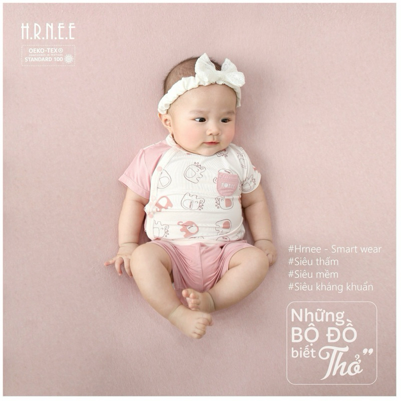 Bộ quần áo ngắn tay sơ sinh cho bé trai bé gái hãng hrnee