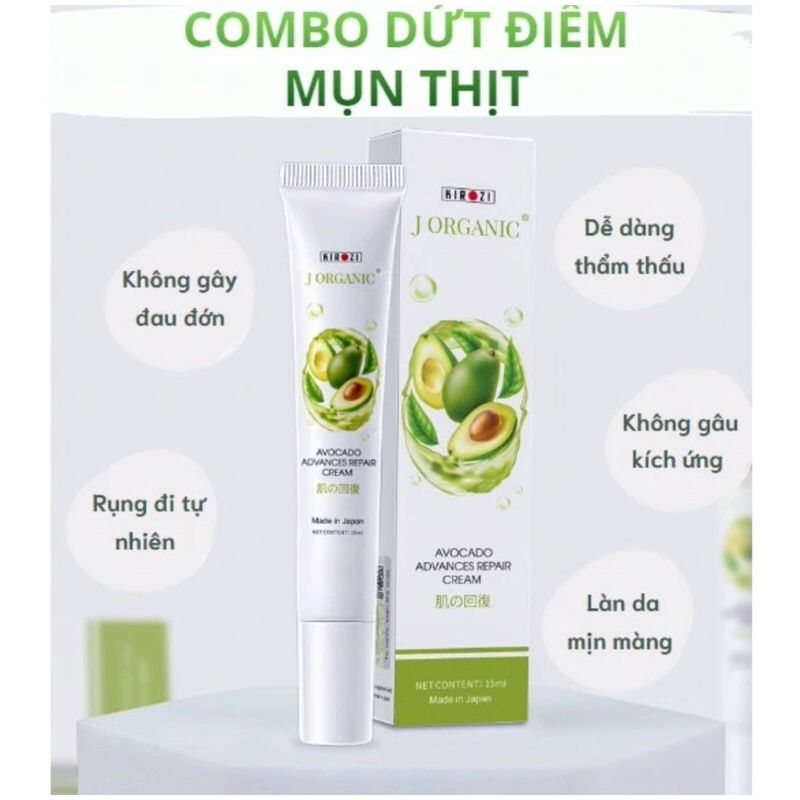 Kem bôi mụn thịt J'Organic Nhật Bản - Combo Kem J'Organic tinh chất bơ giúp rụng mụn thịt, mờ thâm mắt