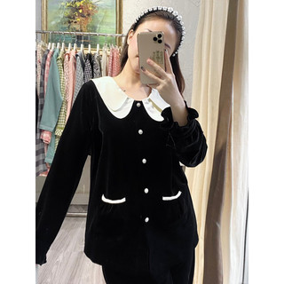 𝗛𝗮̀𝗻𝗴 𝗰𝗵𝗶́𝗻𝗵 𝗵𝗮̃𝗻𝗴 Bộ ngủ pyjama Crystal chất liệu nhung dày mịn cao cấp cổ lá hoa - O.N WORKSHOP