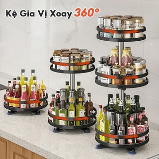 Kệ đựng gia vị nhà bếp, đựng đồ dùng nhà tắm - kệ 3 tầng xoay 360 độ, tháo lắp dễ dàng, tiết kiệm diện tích x513