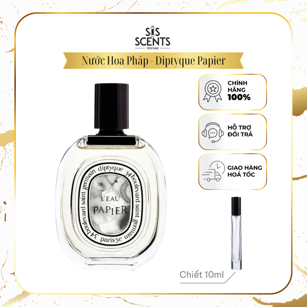 SISSCENTS | Nước hoa unisex Diptyque L’eau Papier hương thơm quyến rũ, sang trọng - Nước hoa chính hãng chai mini 10ml