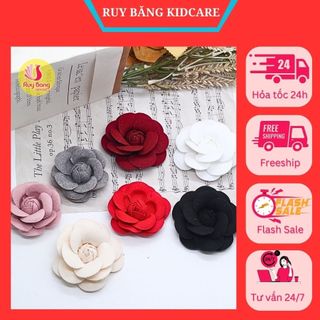 Cài áo hoa trà 7cm/cài áo hoa/ hoa cài áo/ hoa đỏ/ kẹp tóc hoa đỏ/ hoa trà dạ 7cm-kidcare làm phụ kiện cài áo, kẹp tóc