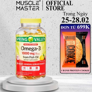 Viên Dầu Cá Siêu Cô Đặc Vị Chanh Spring Valley Omega 3 1000mg 180 Viên