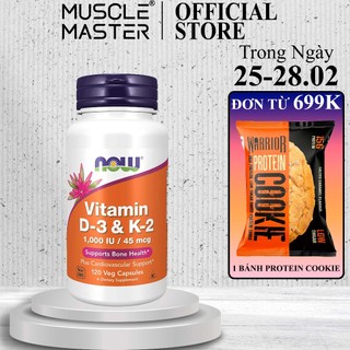 Thực phẩm bổ sung tăng sức đề kháng, săn chắc xương now vitamin d3 + k2 120 viên