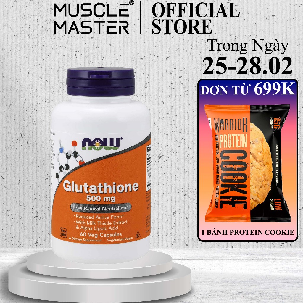 Viên Uống Hỗ Trợ Trắng Da Glutathione Now 500mg 60 Viên