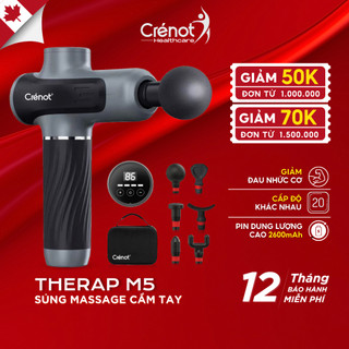 Súng massage cầm tay cao cấp Crenot Therap M5 Máy massage gun mini cây mát xa toàn thân đấm bóp lưng matxa cổ vai gáy
