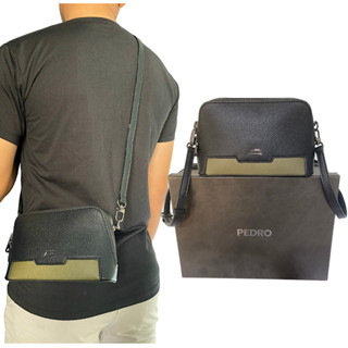 Túi clutch nam Pedro cầm tay kèm dây đeo chéo size 25