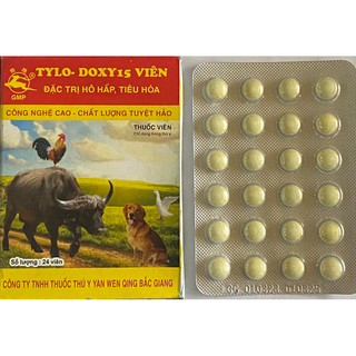 (5 vỉ) TYLO DOXY 15% (vỉ 24 viên) HEN KHẸC, HÔ HẤP, TIÊU HOÁ  Trên GÀ ĐÁ