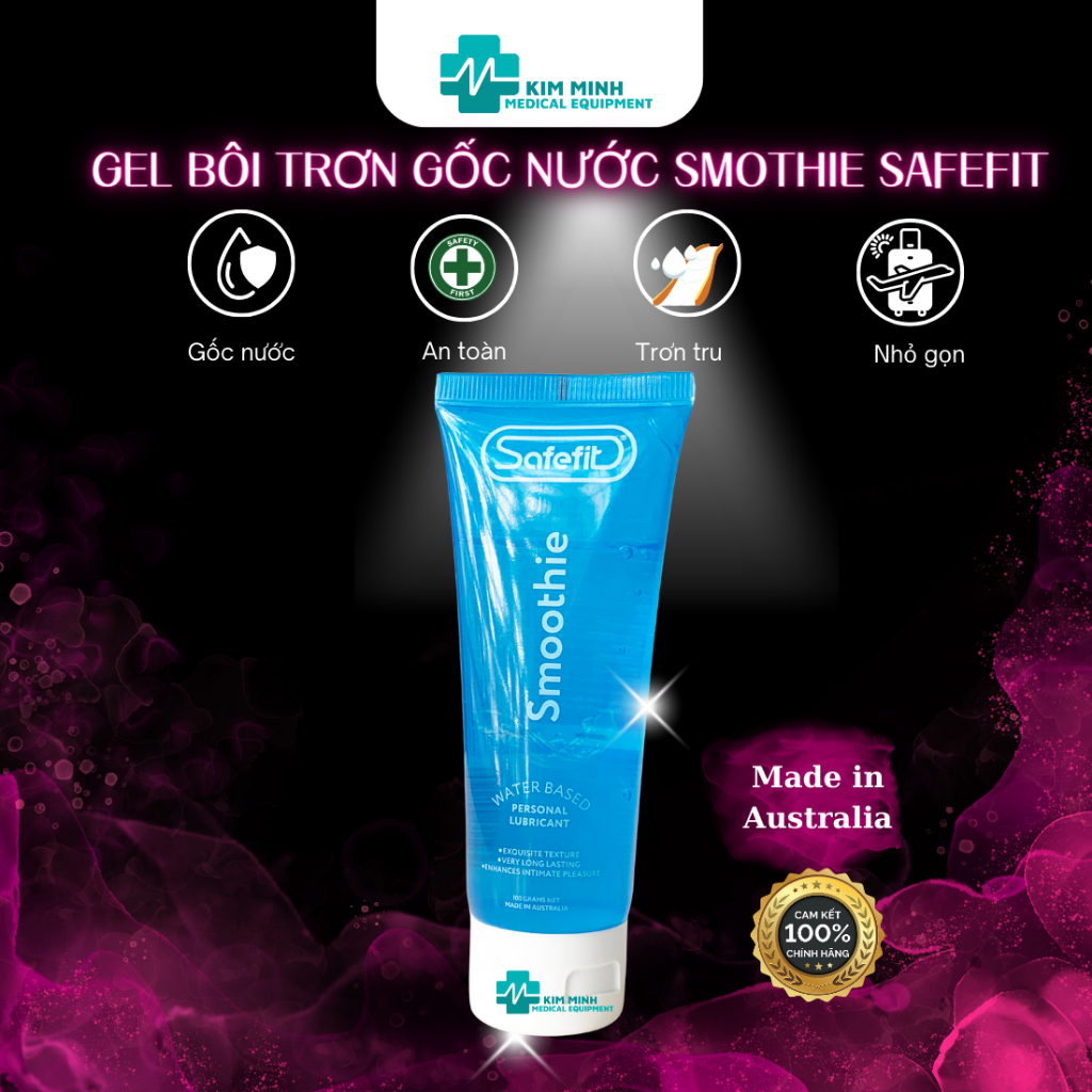 Gel bôi trơn Smothie Safefit tuýp 100 gr gốc nước nhập khẩu từ Úc