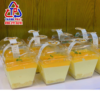 100 Ly mousse vuông có nắp 7065 - Đựng tiramisu, bánh kem
