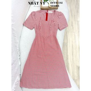 Đầm dự tiệc Nhật Vy cổ vuông cách điệu form dáng ôm tay ngắn chất ziczac thanh lịch phù hợp đi chơi dạo phố - D2964