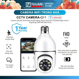 TGUAN V380 không dây A6 xoay 360 hình độ bóng đèn, FullHD 1080P kết nối với điện thoại từ xa tầm nhìn ban đêm