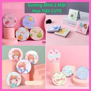 Gương Mini 2 Mặt Bỏ Túi Nhỏ Gọn, họa tiết CUTE.