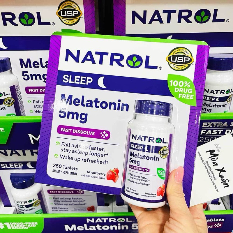 [Date 11/2025] Viên ngậm ngủ ngon Natrol Melatonin 5mg 250 viên của Mỹ