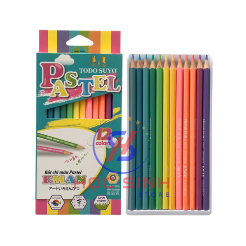 Hộp 12/24 Màu Bút Chì Màu Pastel Thân Dài Eman Hiệu Todo Suyo