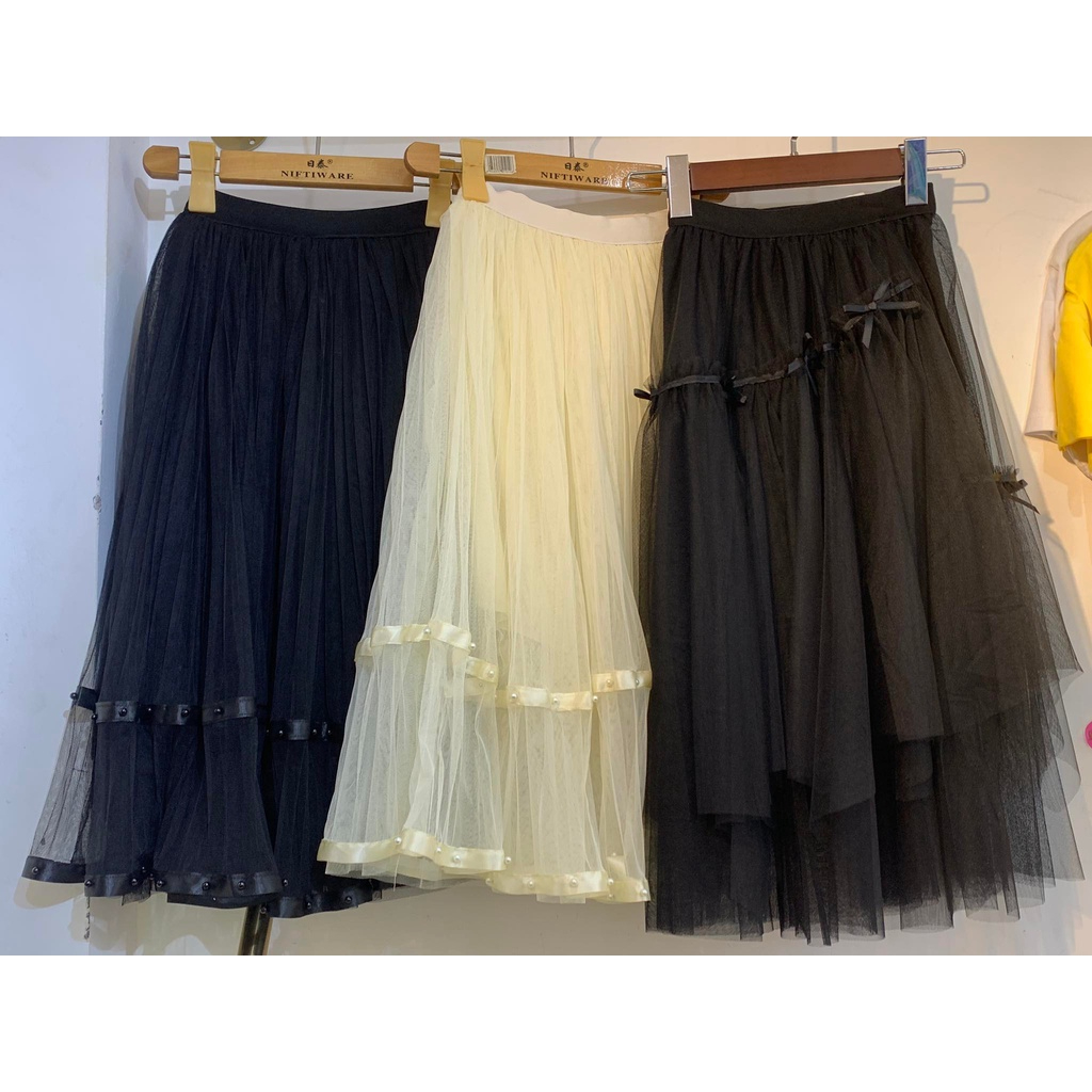 Chân váy ren xoè 2 viền - nơ size đại size 130-170
