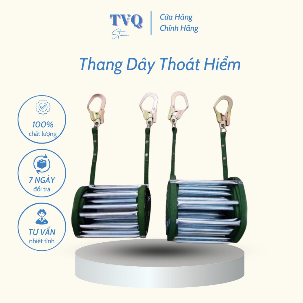 Thang Dây Thoát Hiểm Chung Cư Nhà Cao Tầng Kèm Móc Tiện Lợi Dễ Sử Dụng Cho Gia Đình TVQ Store