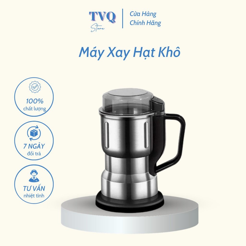 Máy Xay Hạt Khô Công Suất 300W 6 Lưỡi Dao Bằng Thép Không Gỉ TVQ Store