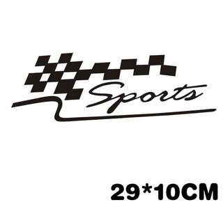 Tem dán chữ sport 10x29cm kẻ caro trang trí xe hơi chữ đen thêm nổi bật SL 1 cái
