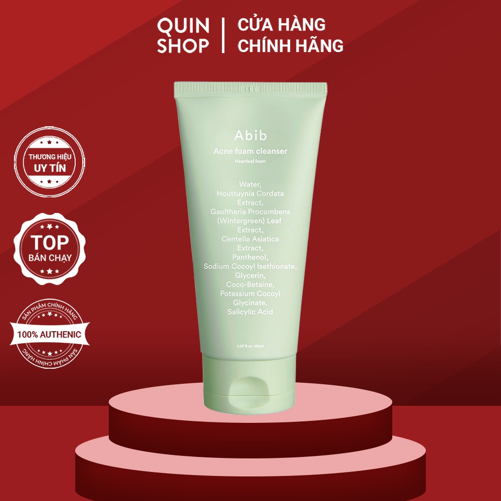 Sữa Rửa Mặt Giảm Mụn, Kiềm Dầu, Làm Dịu Da Abib Acne Heartleaf Foam Cleanser
