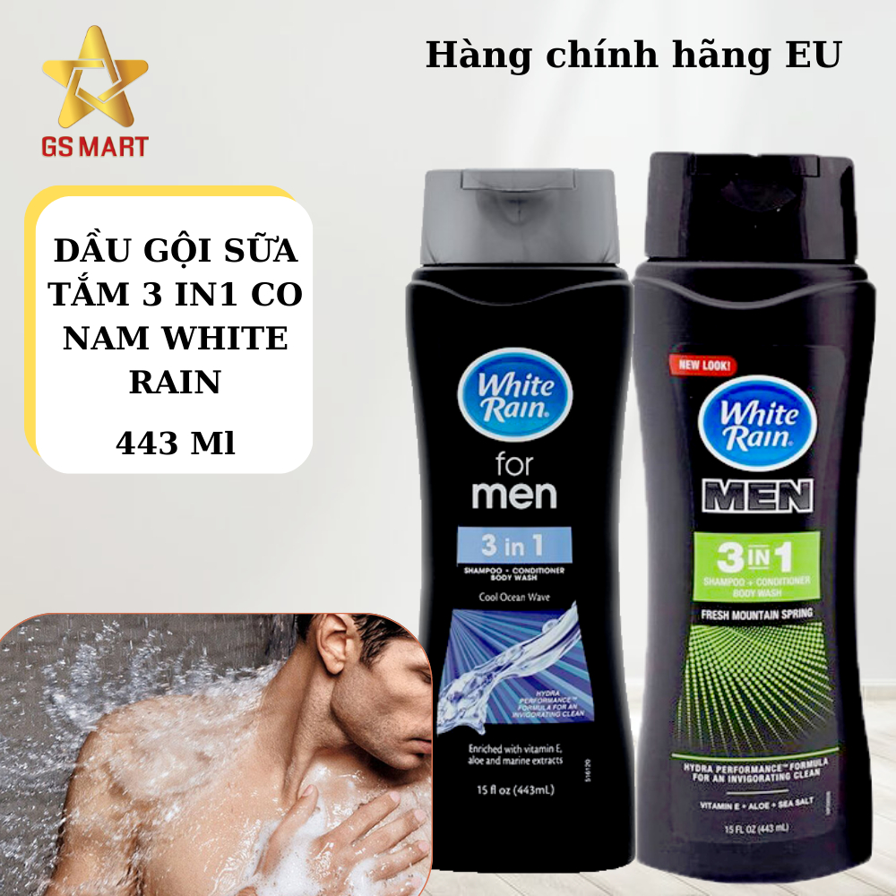 Sữa Tắm Gội  Xả White Rain Dành Cho Nam chai 443ml hàng chính hãng Mỹ