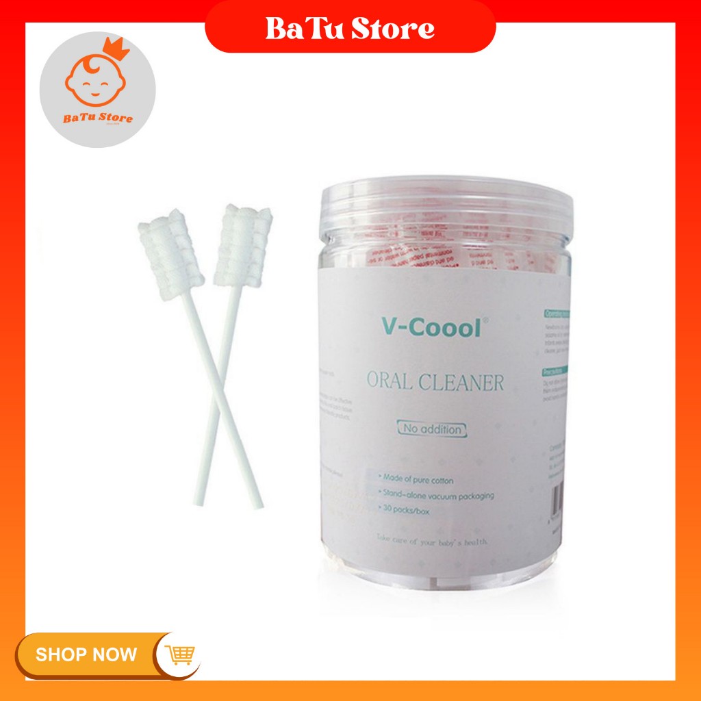 Gạc rơ lưỡi cho bé V-coool hộp 30 que Shop BaTu Store