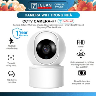 TGUAN R7  WiFi Camera độ giám sát trong nhà IP CCTV 360 HD 1080P ĐÊM CÓ MÀU - XOAY 360 ĐỘ - THEO DÕI CHUYỂN ĐỘNG