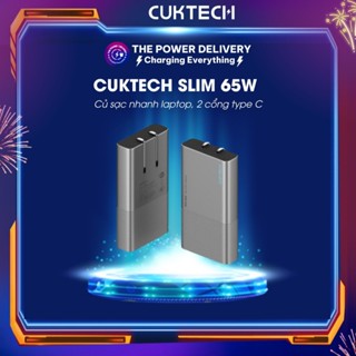 Củ sạc nhanh CUKTECH 65W GaN AC65B2 siêu mỏng, nhỏ gọn, sạc nhanh laptop, 2 cổng Type C