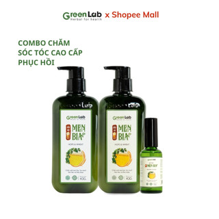 Bộ sản phẩm chăm sóc tóc cao cấp men bia greenlab + dầu gội 400ml + dầu xả 400ml + xịt tóc 50ml