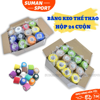 Băng keo thể thao quấn cổ chân HỘP 24 CUỘN, băng cuốn đá banh thể thao hỗ trợ bảo vệ cổ tay, đầu gối